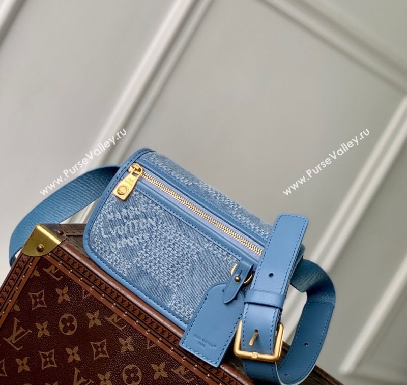 Louis Vuitton Mens Bosphore Wearable Wallet Mini Bag in Blue Damier Denim 3D Canvas N00210 2025 (KI-2508110022)
