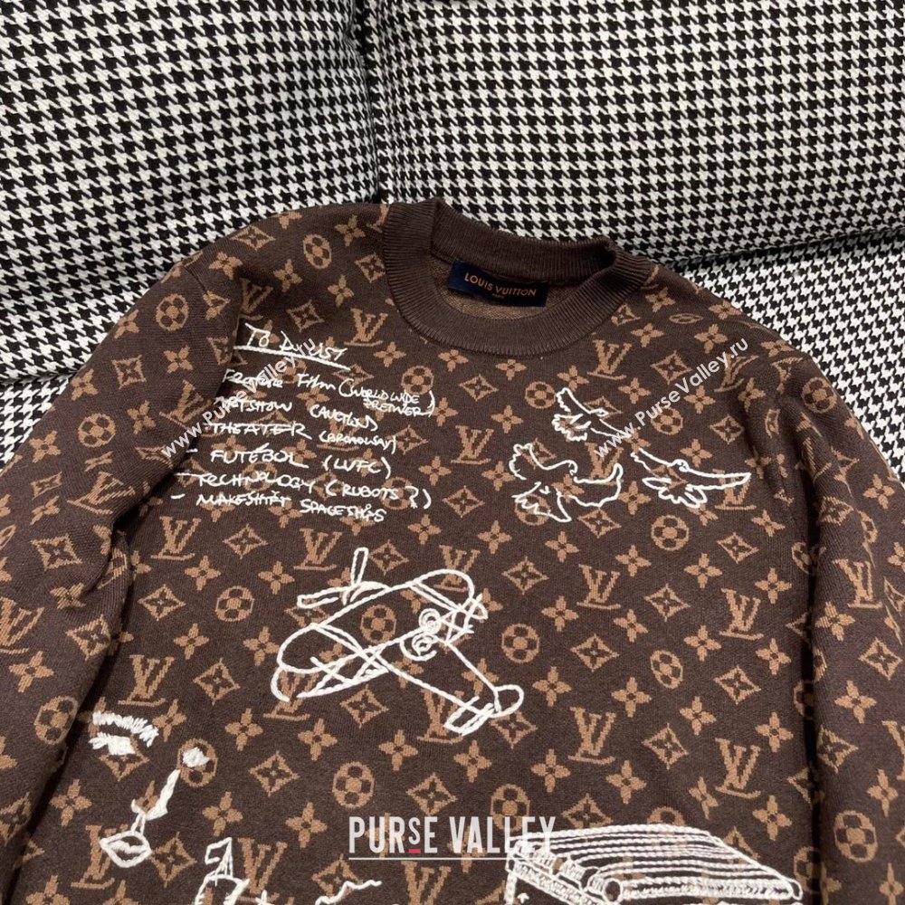 Louis Vuitton Monogram Wool Sweater LV110923 Brown 2023 (Q-23110923)