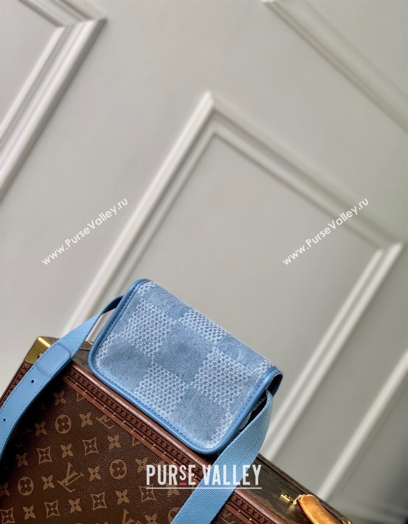 Louis Vuitton Mens Bosphore Wearable Wallet Mini Bag in Blue Damier Denim 3D Canvas N00210 2025 (KI-2508110022)