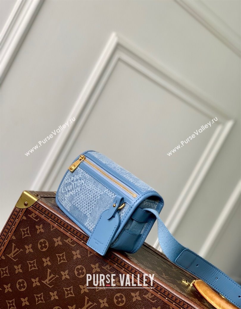 Louis Vuitton Mens Bosphore Wearable Wallet Mini Bag in Blue Damier Denim 3D Canvas N00210 2025 (KI-2508110022)