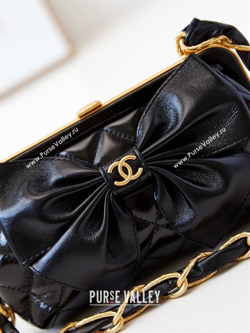 Chanel Bowknot Clutch with Chain in Crumpled Lambskin AP4027 Black 2024 (YEZI-24072419)