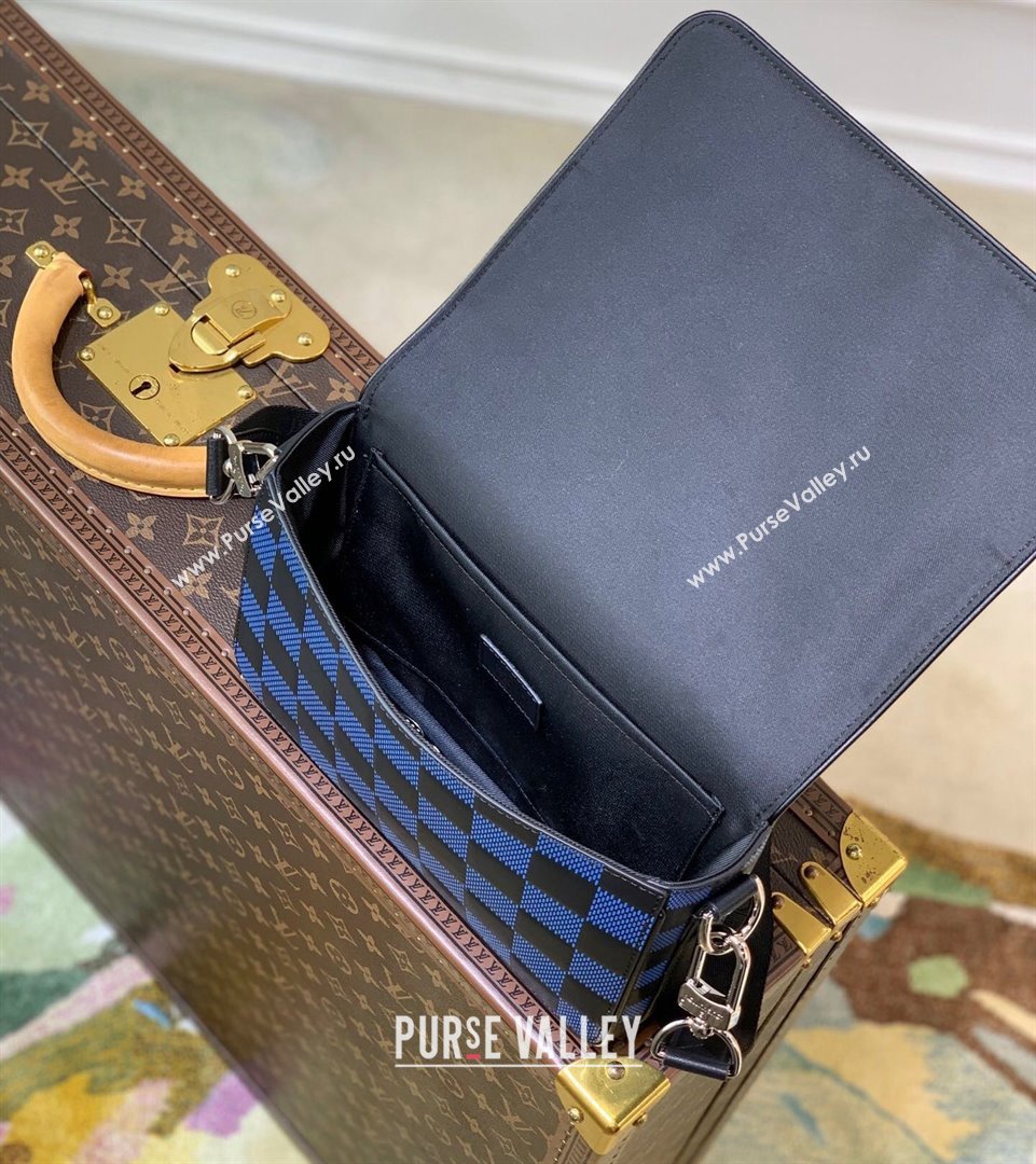Louis Vuitton Mens Studio Messenger Bag in Navy Damier Infini 3D Leather N50037 2021 (KI-21101429)