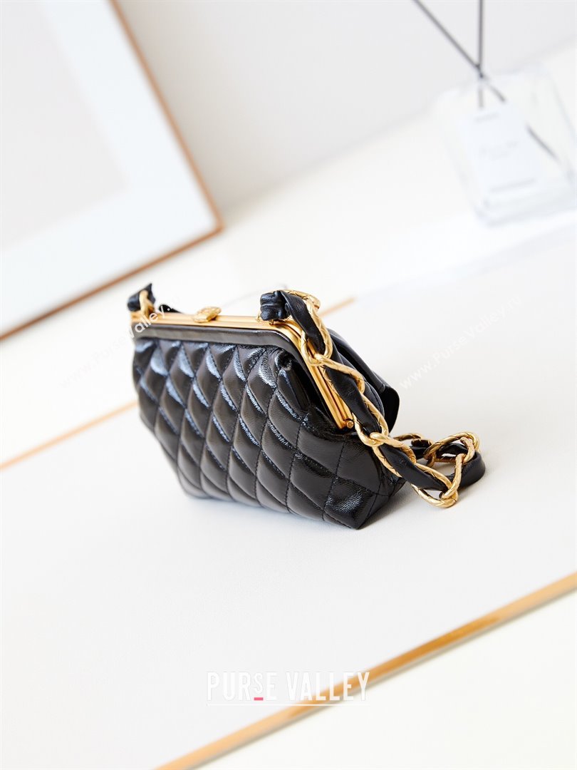 Chanel Bowknot Clutch with Chain in Crumpled Lambskin AP4027 Black 2024 (YEZI-24072419)