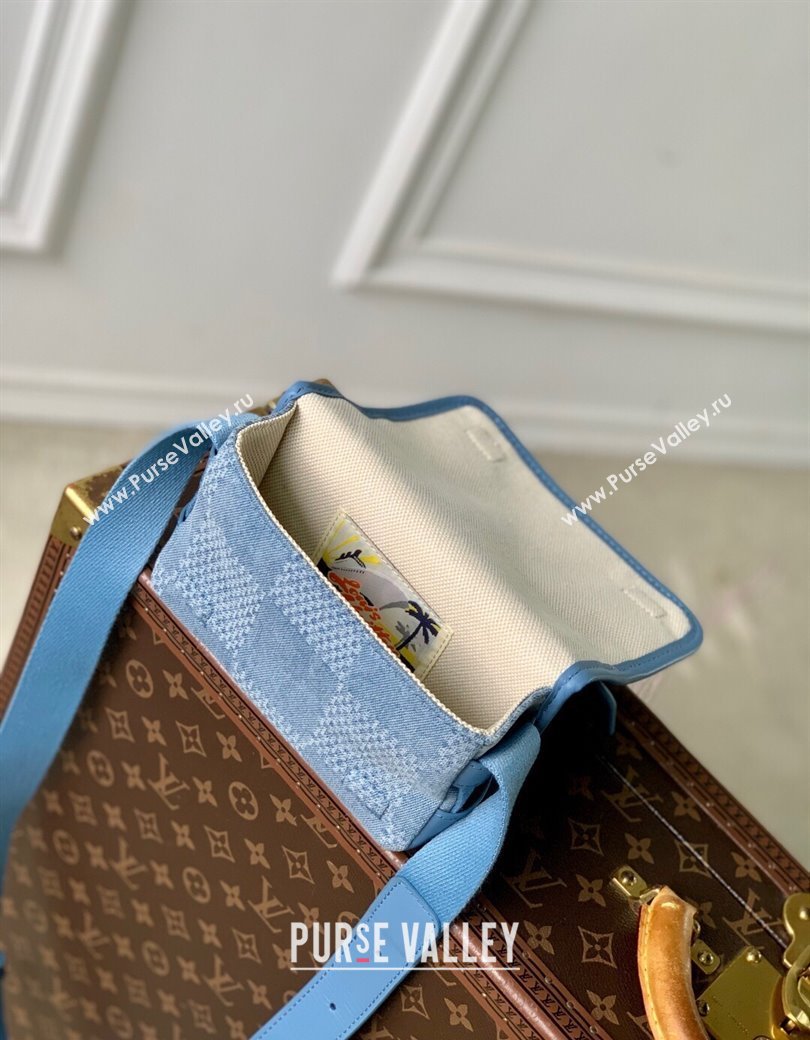 Louis Vuitton Mens Bosphore Wearable Wallet Mini Bag in Blue Damier Denim 3D Canvas N00210 2025 (KI-2508110022)