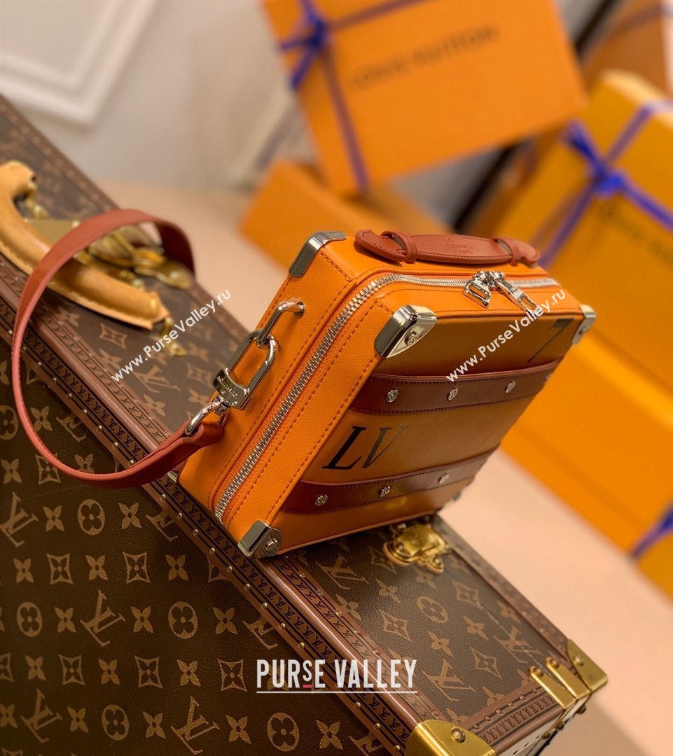 Louis Vuitton LV x NBA Small Handle Trunk Bag in Orange Leather M45785 2021 (KI-21101430)