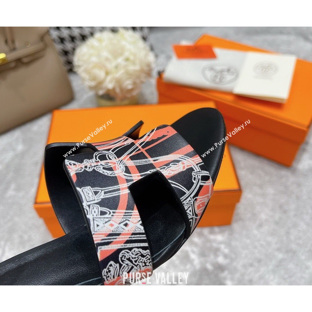 Hermes Calfskin Print Wedge Sandals 7cm Black 2021 (MD-21081107)