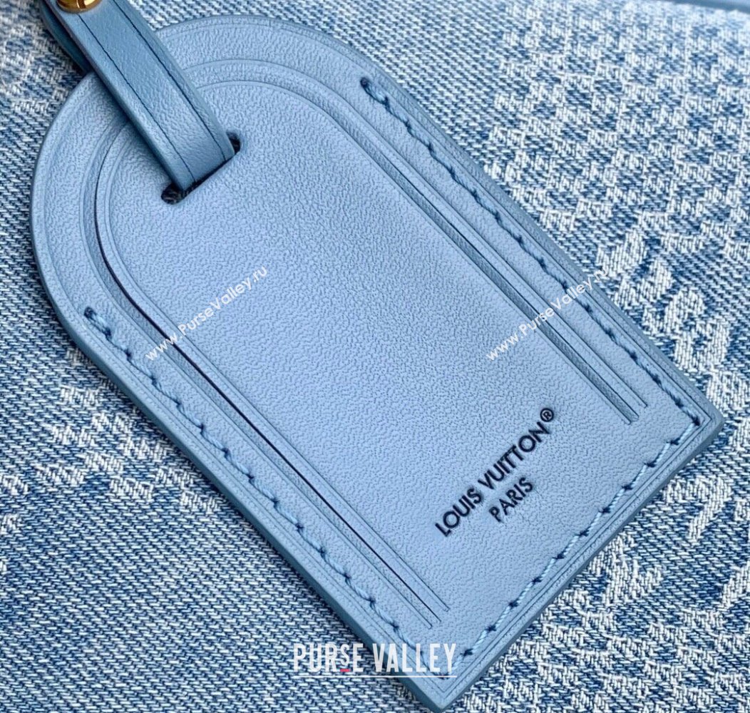 Louis Vuitton Mens Pochette Accessories XL Crossbody Bag in Blue Damier Denim 3D Canvas N00204 2025 (KI-2508110023)