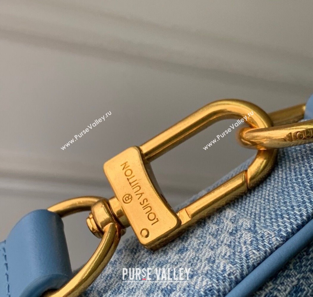 Louis Vuitton Mens Pochette Accessories XL Crossbody Bag in Blue Damier Denim 3D Canvas N00204 2025 (KI-2508110023)
