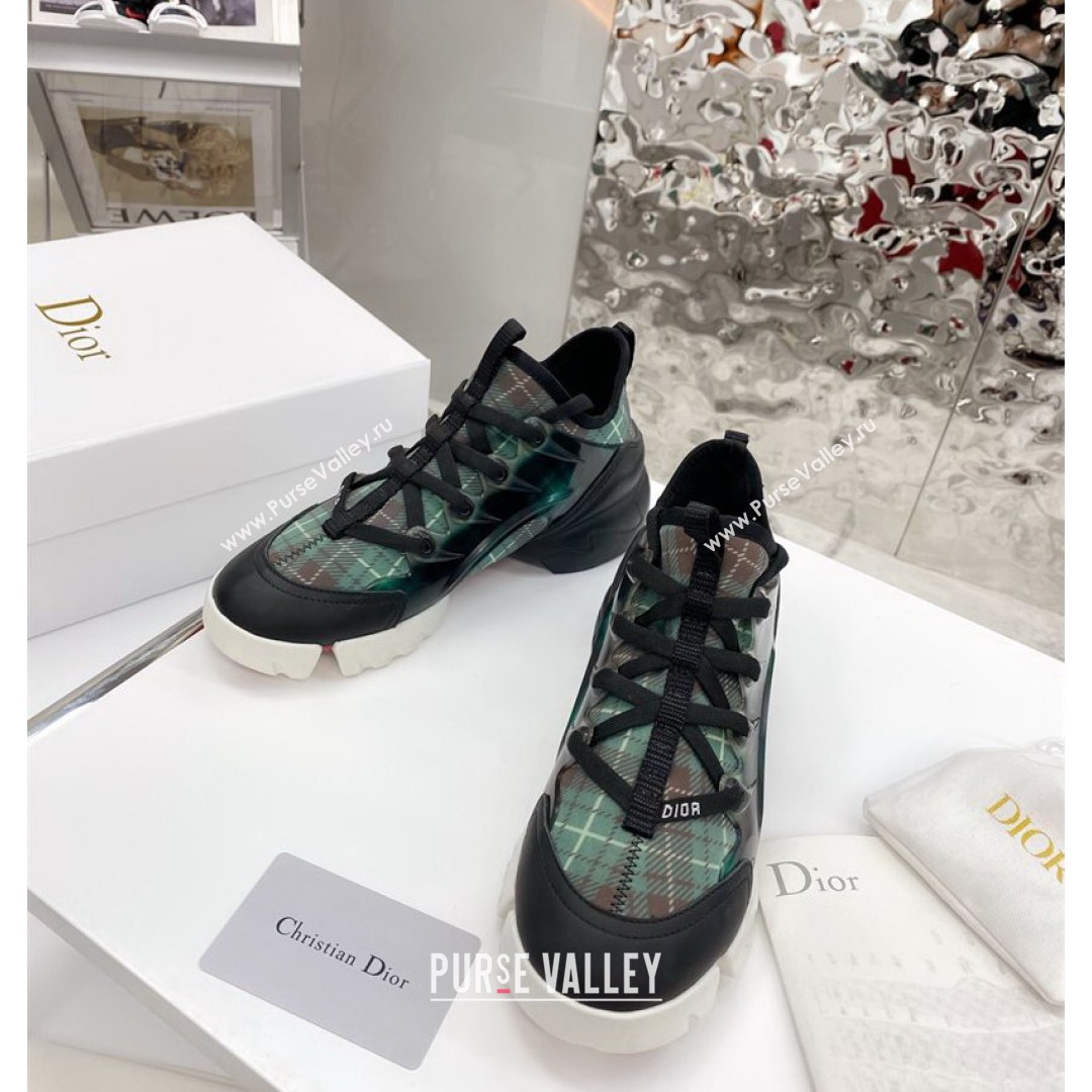 Dior D-Connect Sneaker in Plaid Technical Fabric DS21 Green 2021 (KW-210817054)