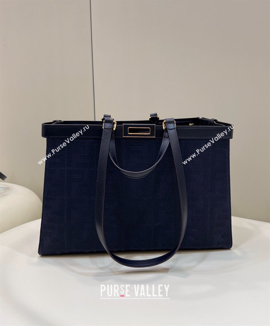 Fendi Medium X-Tote Bag in Dark Blue Canvas FF 8265A 2024 Top (CL-240523138)