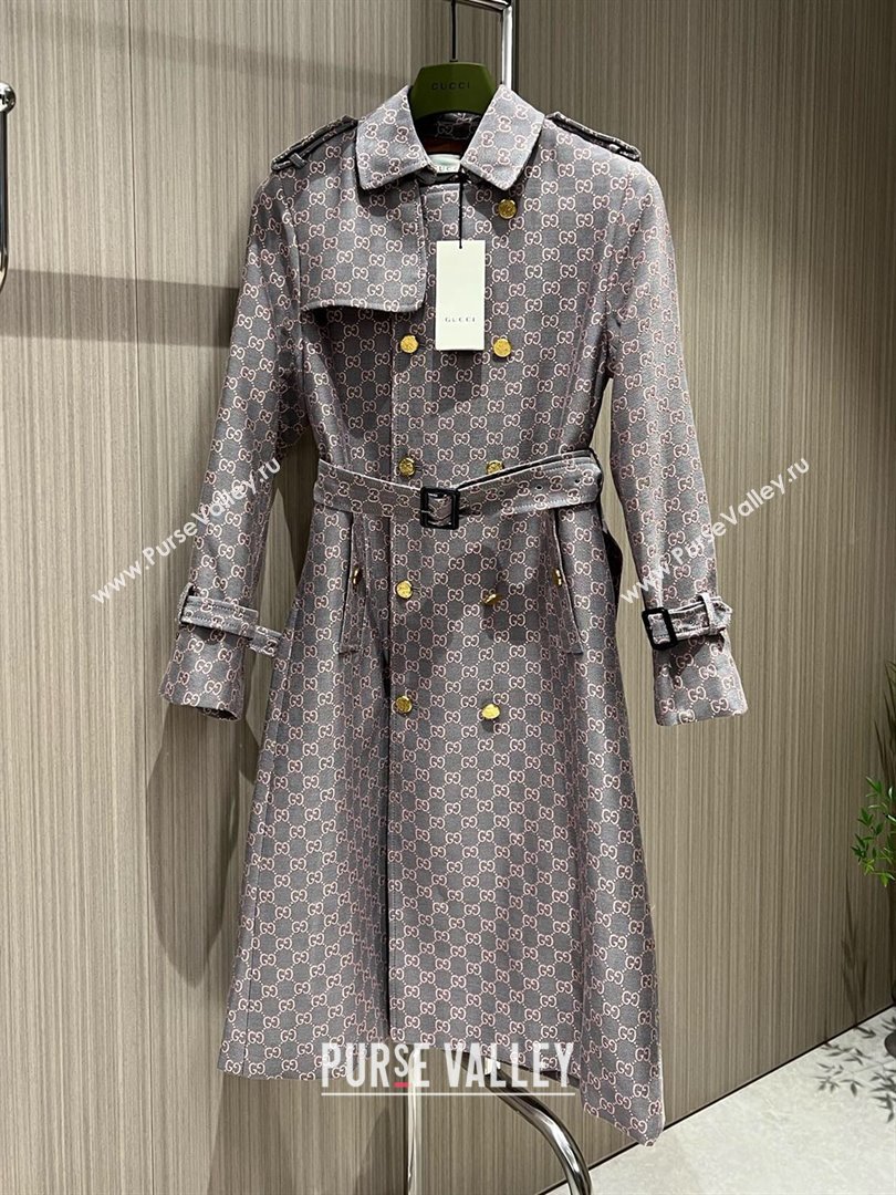 Gucci GG Trench Coat G110928 Pink/Grey 2023 (Q-23110928)