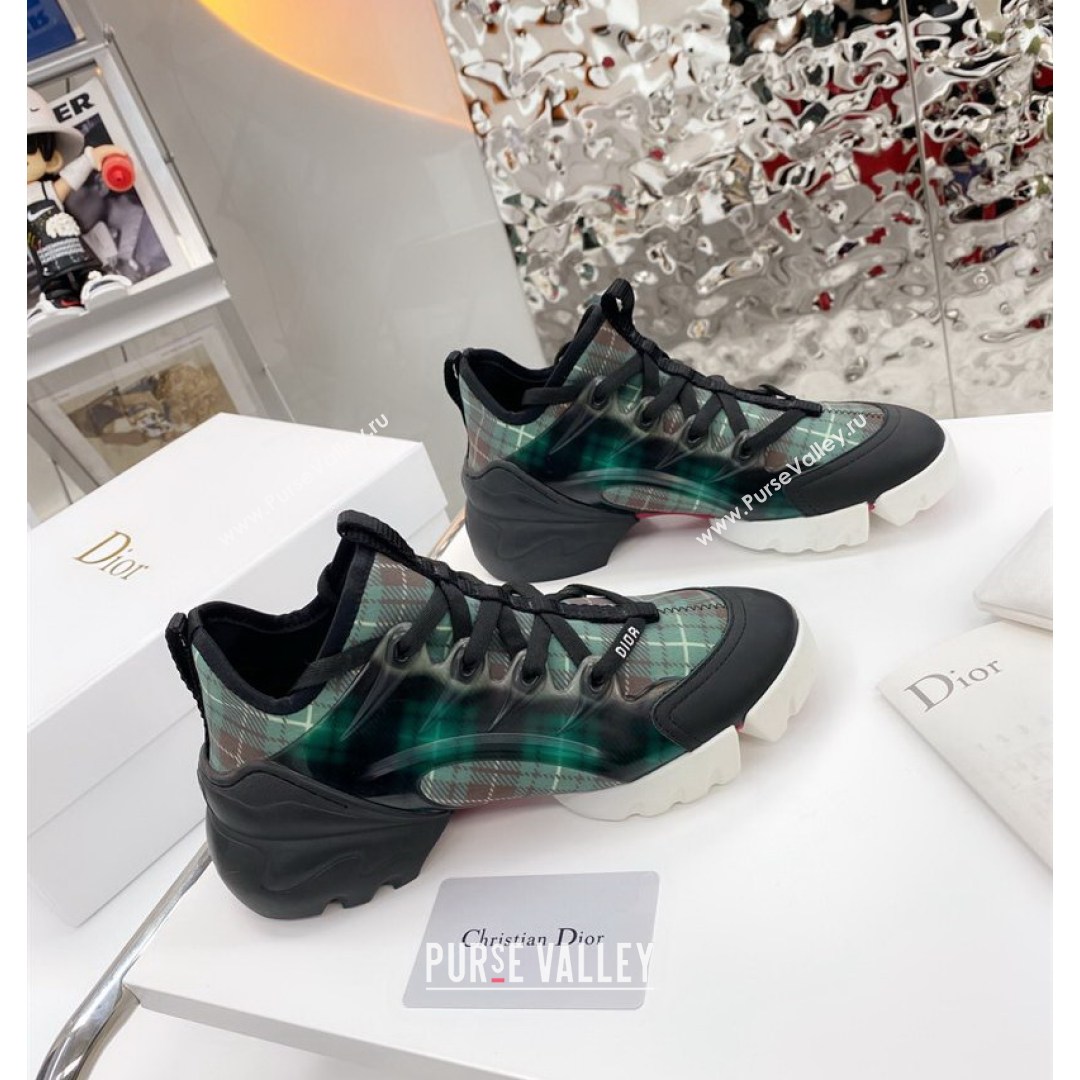 Dior D-Connect Sneaker in Plaid Technical Fabric DS21 Green 2021 (KW-210817054)