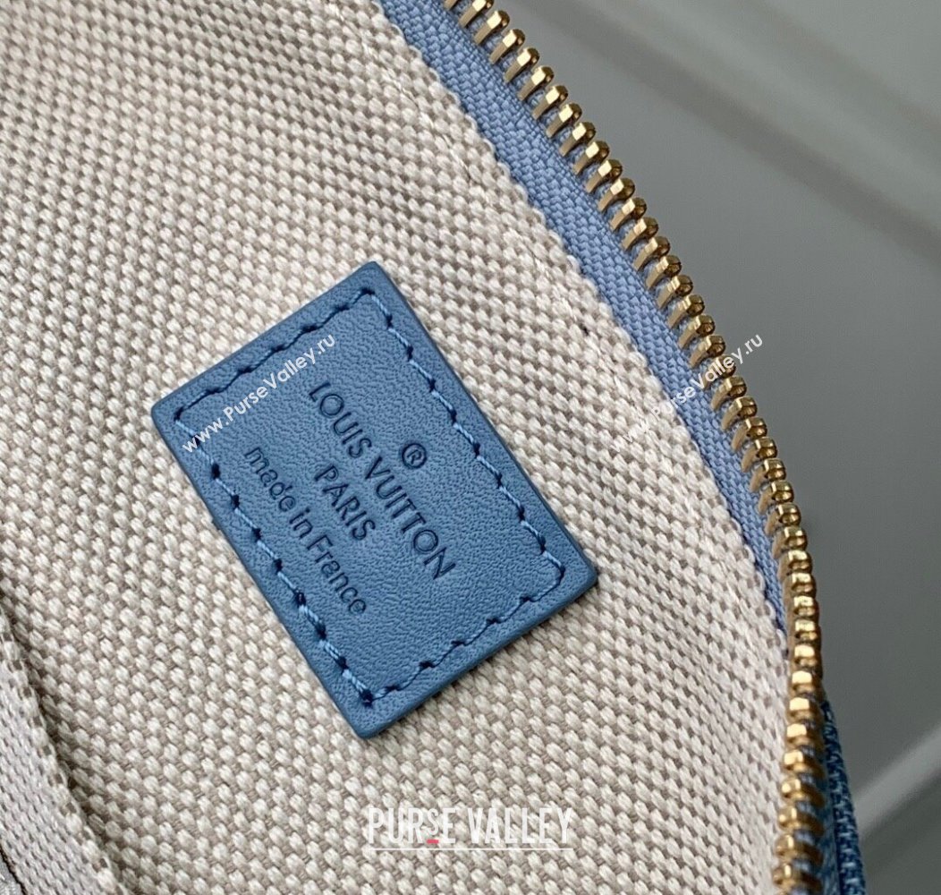 Louis Vuitton Mens Pochette Accessories XL Crossbody Bag in Blue Damier Denim 3D Canvas N00204 2025 (KI-2508110023)