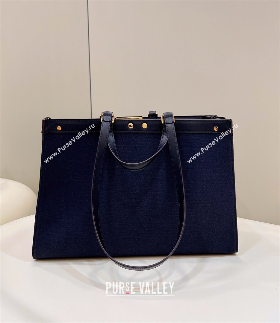 Fendi Medium X-Tote Bag in Dark Blue Canvas FF 8265A 2024 Top (CL-240523138)