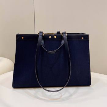 Fendi Medium X-Tote Bag in Dark Blue Canvas FF 8265A 2024 Top (CL-240523138)