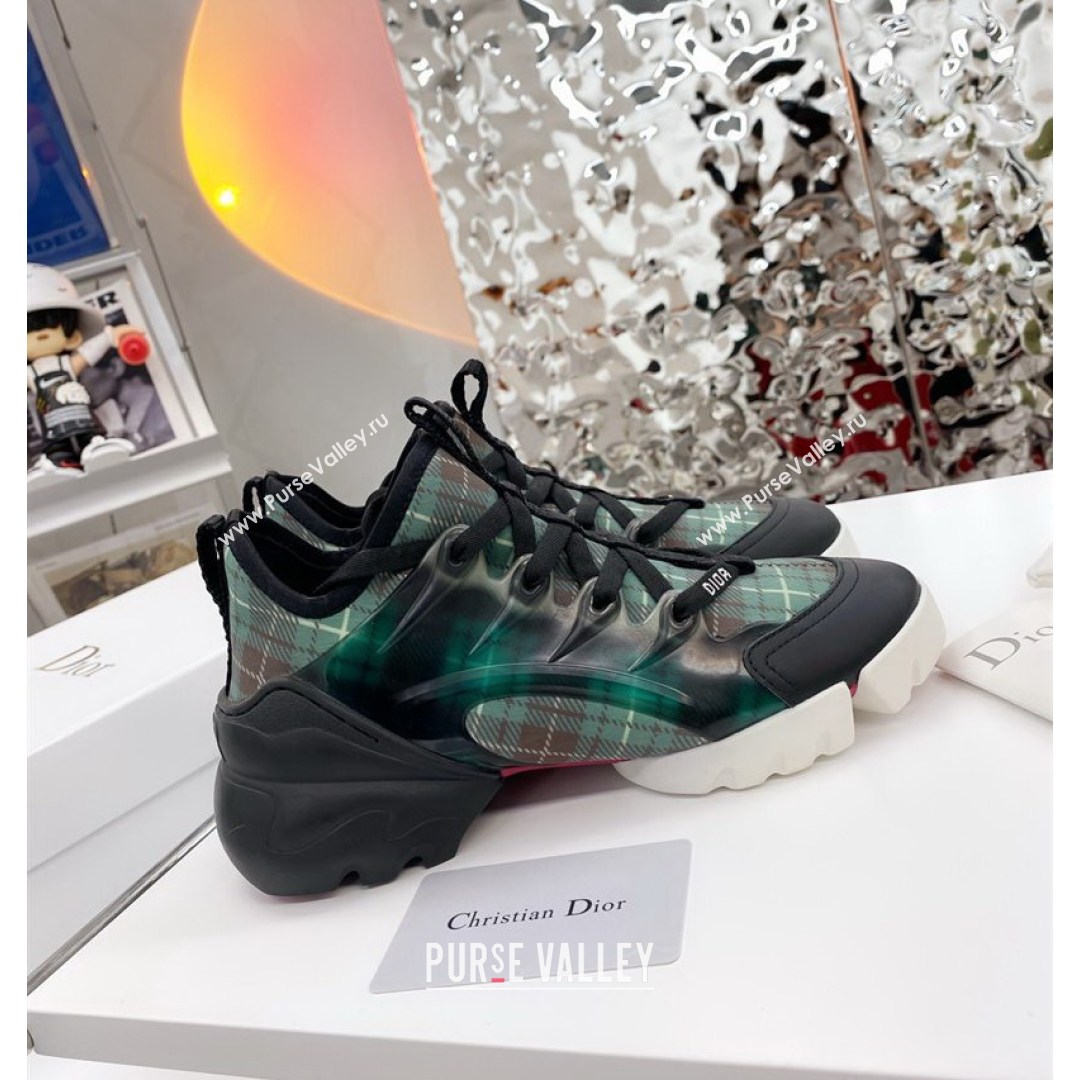 Dior D-Connect Sneaker in Plaid Technical Fabric DS21 Green 2021 (KW-210817054)