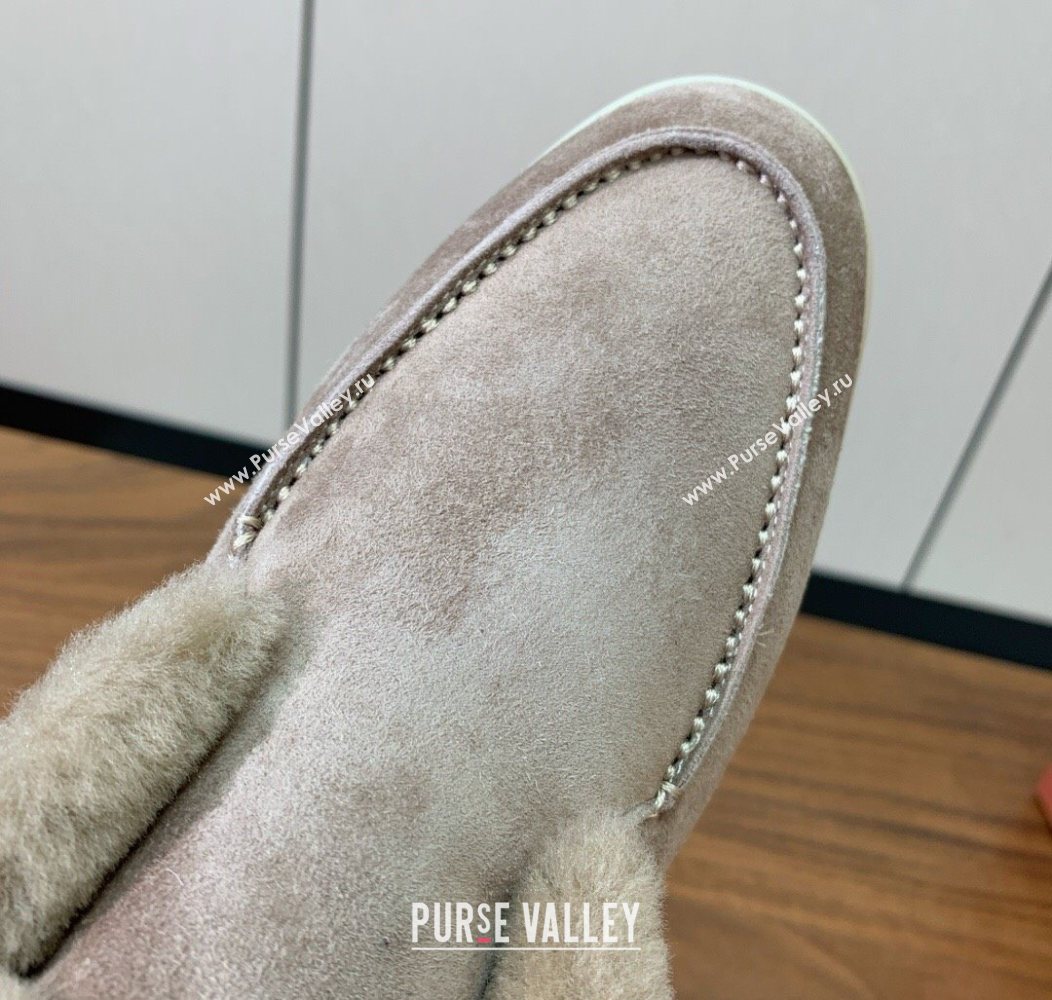 Loro Piana Open Walk Ankle Boots in Suede and Wool Fur Camel 2025 LP101102 (HH-251211028)