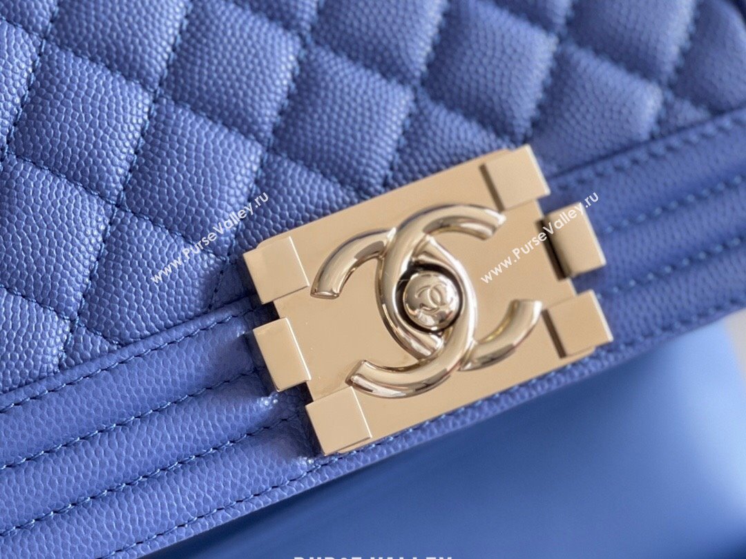 Chanel Original Grained Calfskin Small Boy Flap Bag Light Gold/Blue 2023 Top Quality (MHE-23102512)