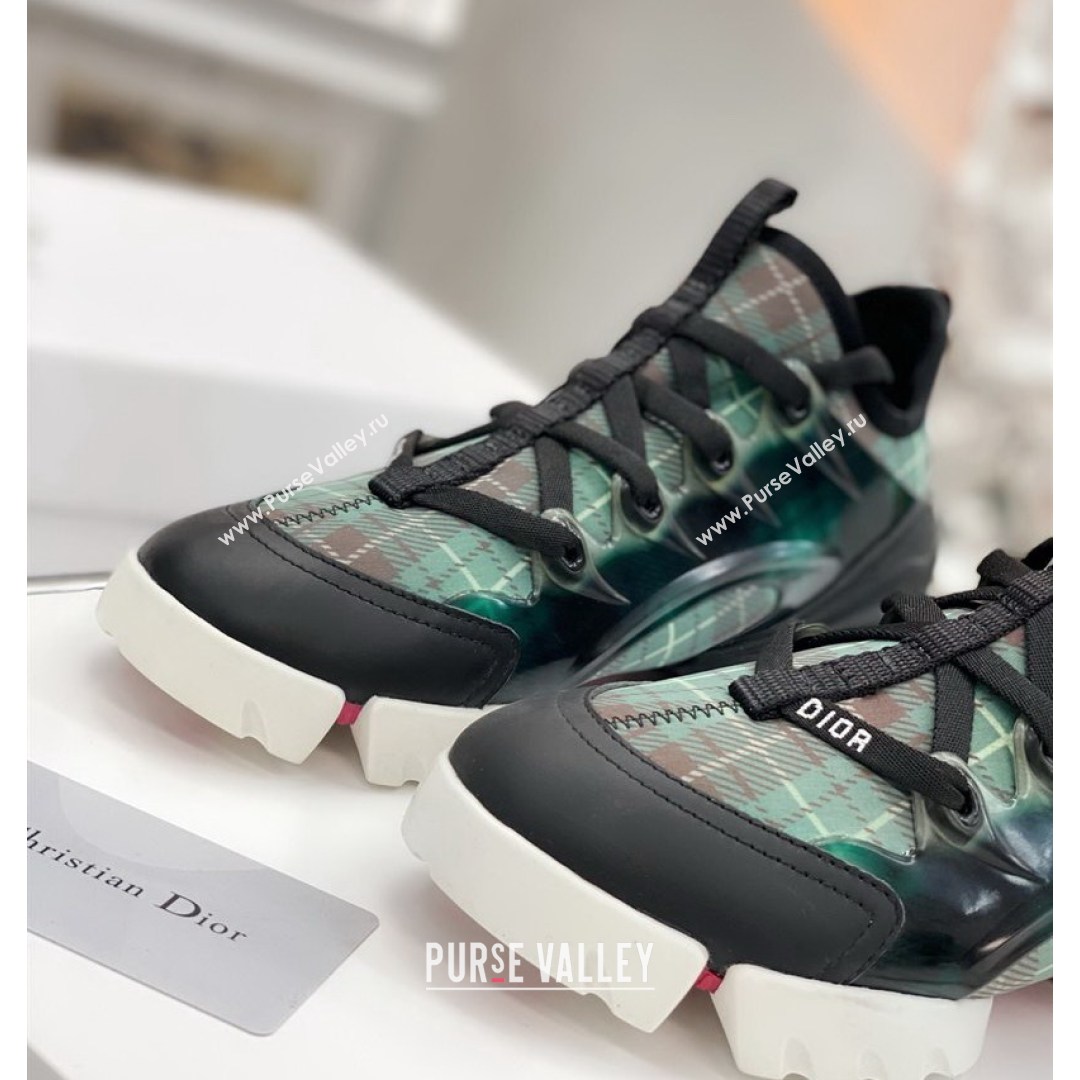 Dior D-Connect Sneaker in Plaid Technical Fabric DS21 Green 2021 (KW-210817054)