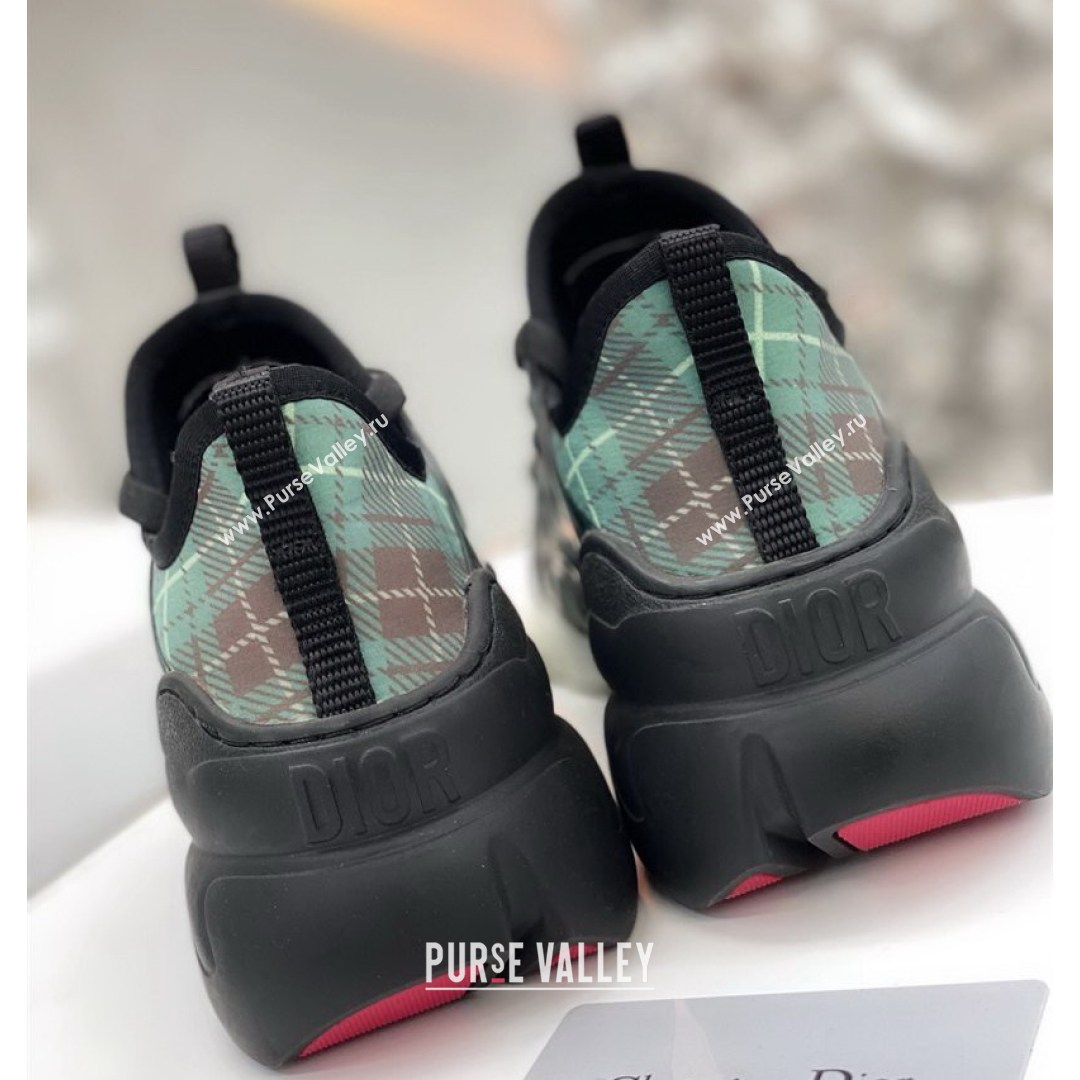 Dior D-Connect Sneaker in Plaid Technical Fabric DS21 Green 2021 (KW-210817054)