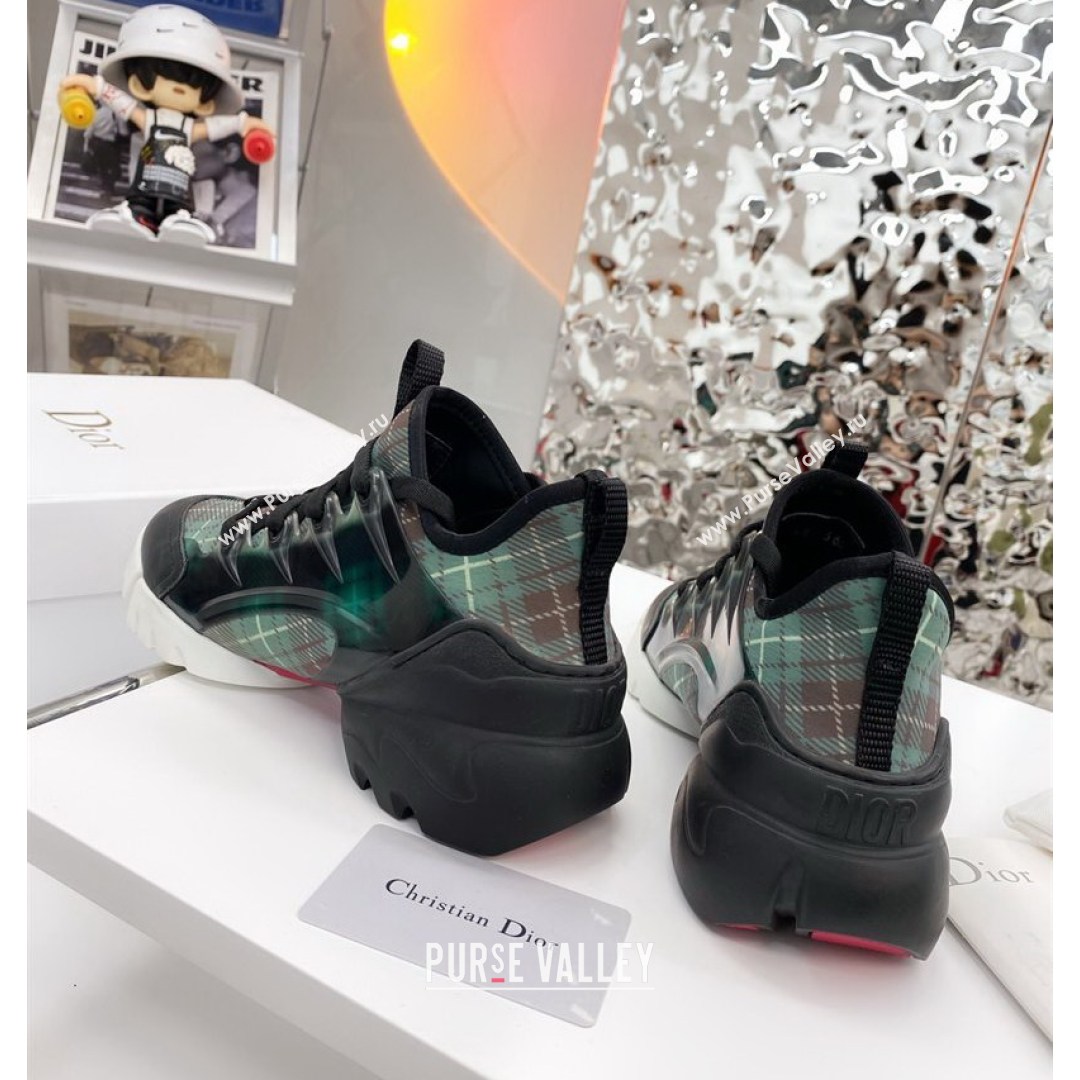 Dior D-Connect Sneaker in Plaid Technical Fabric DS21 Green 2021 (KW-210817054)