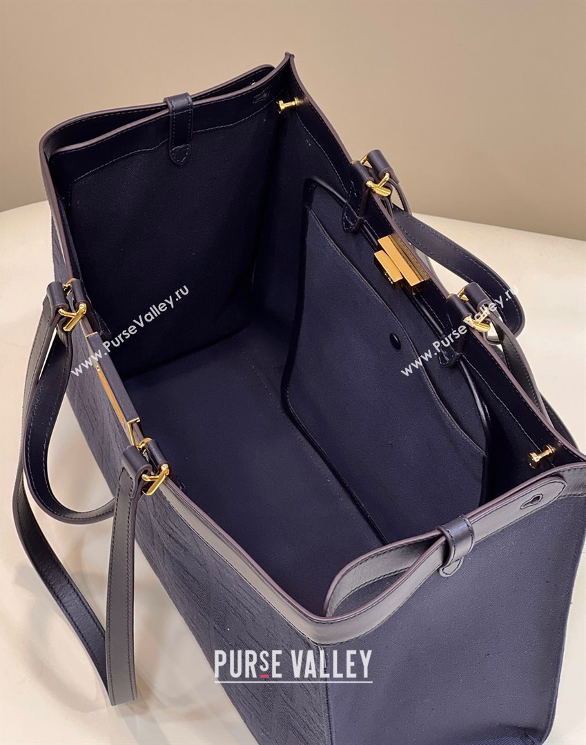 Fendi Medium X-Tote Bag in Dark Blue Canvas FF 8265A 2024 Top (CL-240523138)