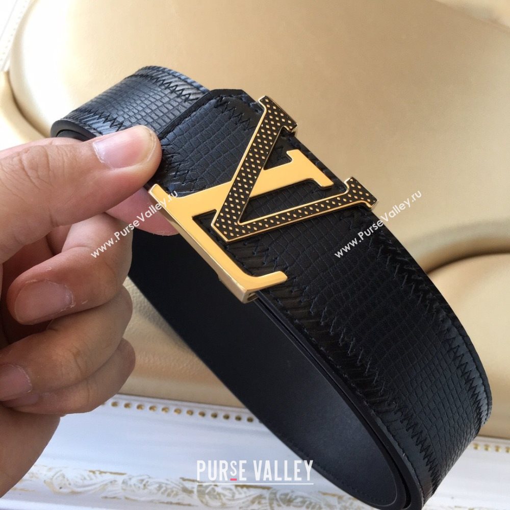 Louis Vuitton Lizard Embossed Calfskin Belt 3.8cm with LV Buckle Navy Blue/Gold 2021 (99-21011218)