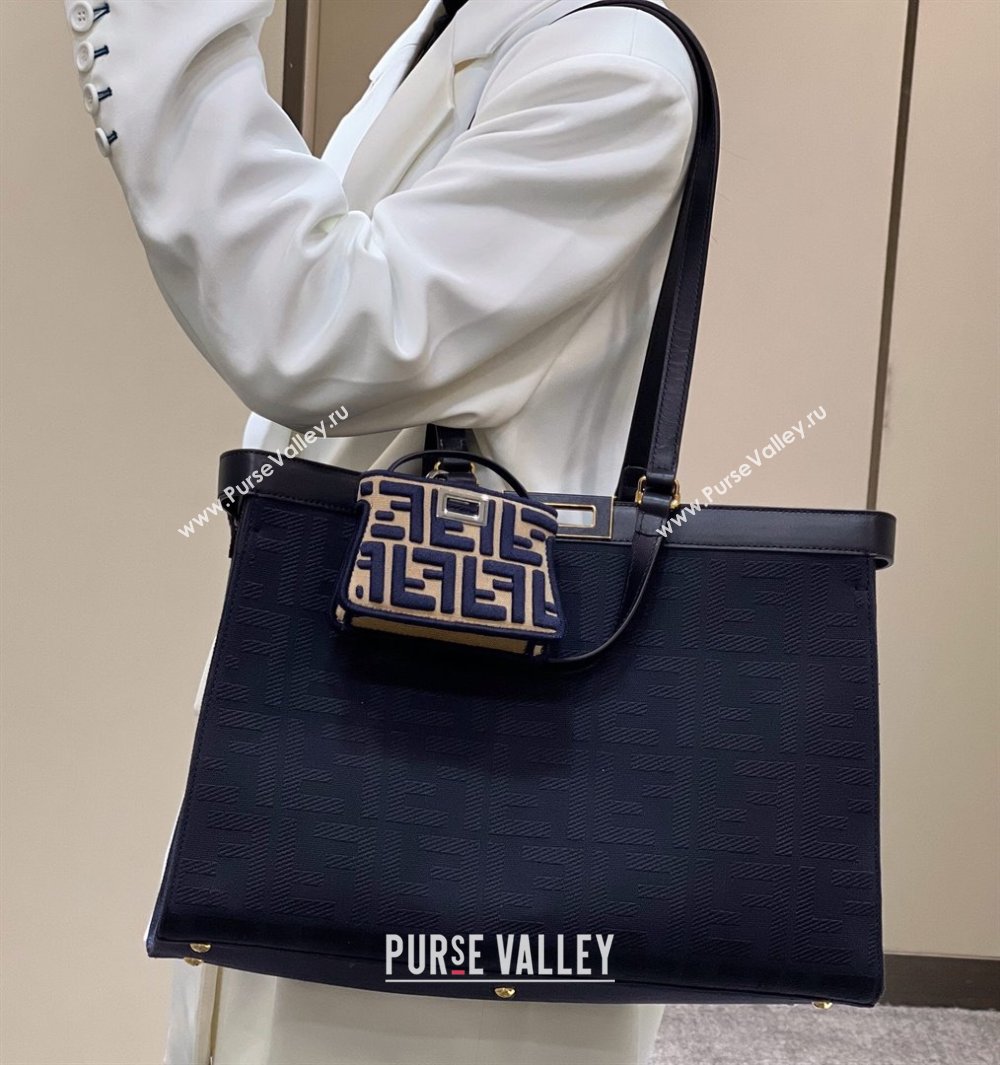 Fendi Medium X-Tote Bag in Dark Blue Canvas FF 8265A 2024 Top (CL-240523138)