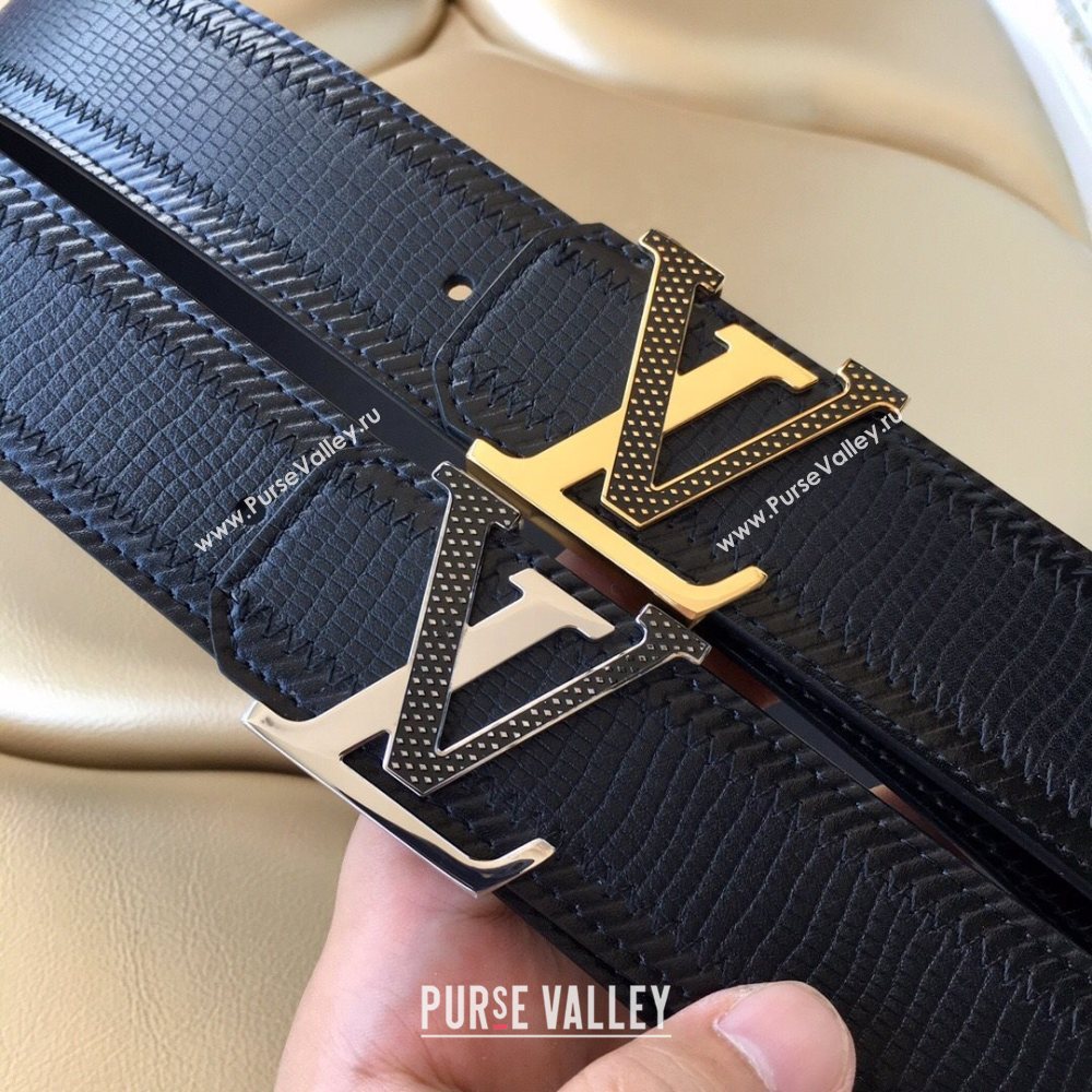 Louis Vuitton Lizard Embossed Calfskin Belt 3.8cm with LV Buckle Navy Blue/Gold 2021 (99-21011218)