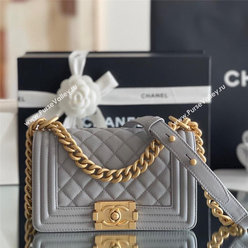 Chanel Original Grained Calfskin Small Boy Flap Bag Gold/Grey 2023 Top Quality (MHE-23102514)