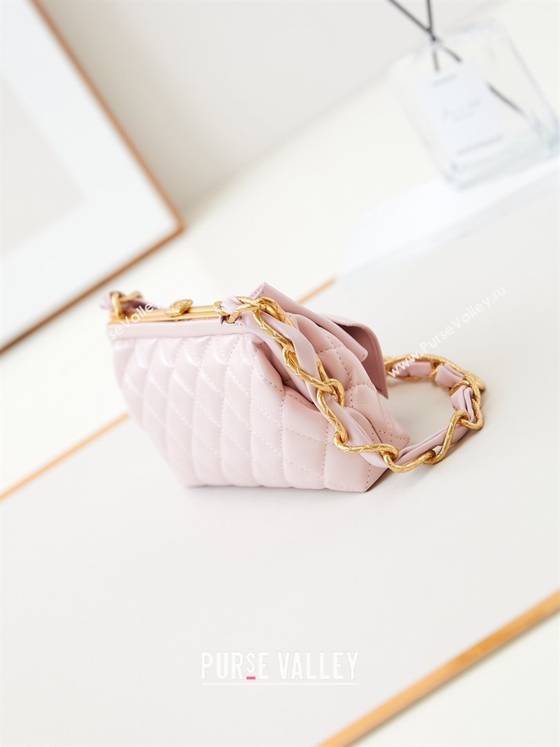 Chanel Bowknot Clutch with Chain in Crumpled Lambskin AP4027 Pink 2024 (YEZI-24072422)