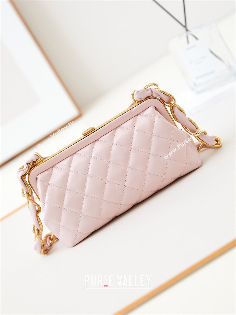 Chanel Bowknot Clutch with Chain in Crumpled Lambskin AP4027 Pink 2024 (YEZI-24072422)