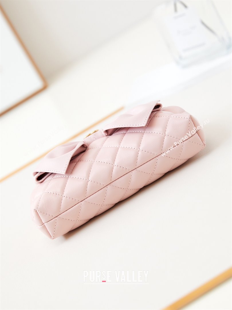 Chanel Bowknot Clutch with Chain in Crumpled Lambskin AP4027 Pink 2024 (YEZI-24072422)