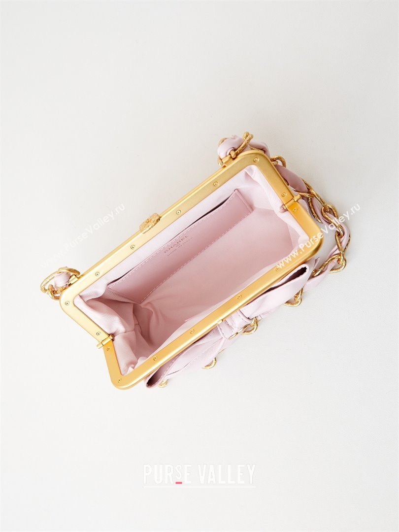 Chanel Bowknot Clutch with Chain in Crumpled Lambskin AP4027 Pink 2024 (YEZI-24072422)