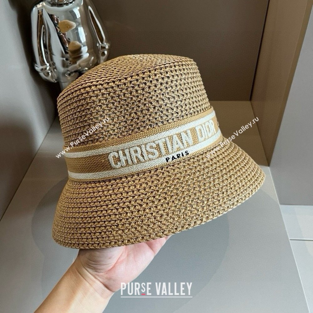 Dior Straw Bucket Hat D031302 Biege 2025 (LE-25031302)