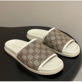 Gucci GG Canvas Flat Slides Sandal Beige 2025 GG082803 (MD-250828038)