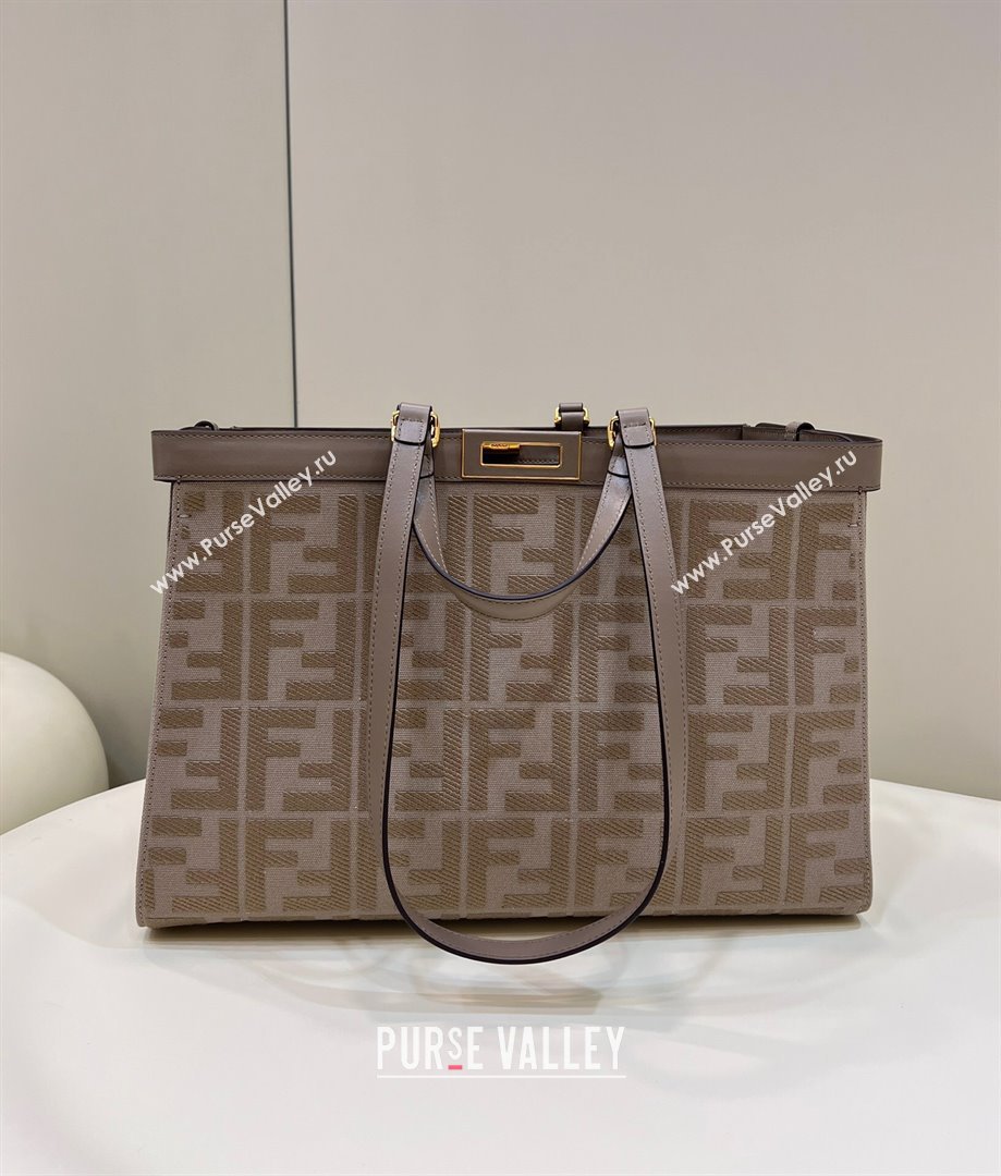 Fendi Medium X-Tote Bag in Canvas FF 8265A Coffee/Grey 2024 Top (CL-240523137)