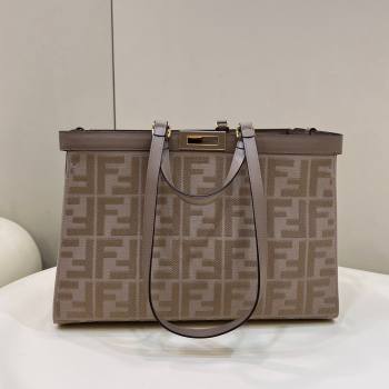 Fendi Medium X-Tote Bag in Canvas FF 8265A Coffee/Grey 2024 Top (CL-240523137)