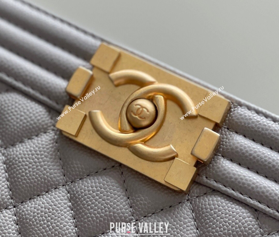 Chanel Original Grained Calfskin Small Boy Flap Bag Gold/Grey 2023 Top Quality (MHE-23102514)