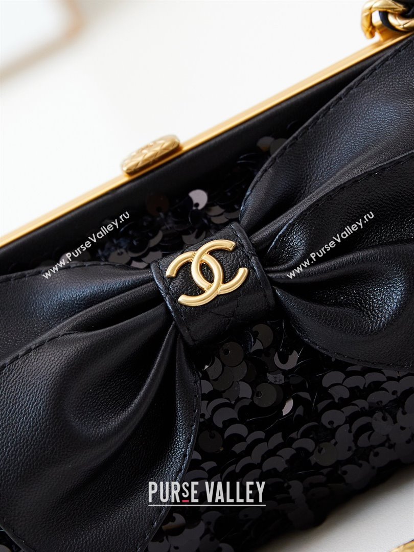 Chanel Bowknot Clutch with Chain in Sequins AP4027 Black 2024 (JY-24072423)