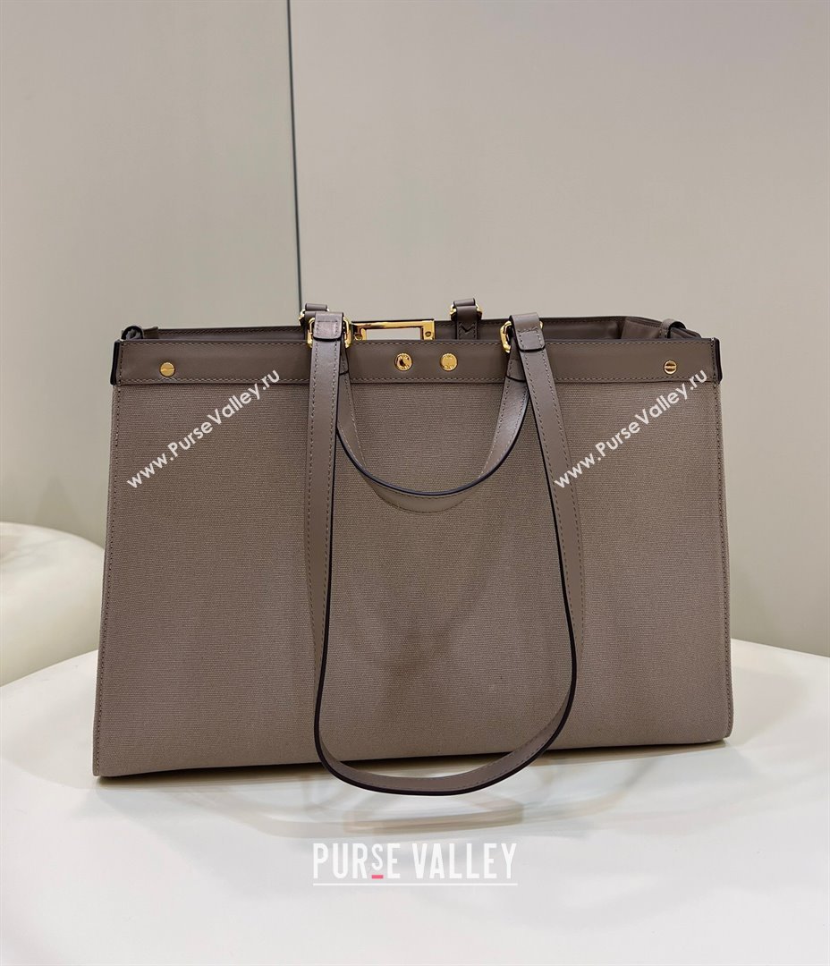 Fendi Medium X-Tote Bag in Canvas FF 8265A Coffee/Grey 2024 Top (CL-240523137)