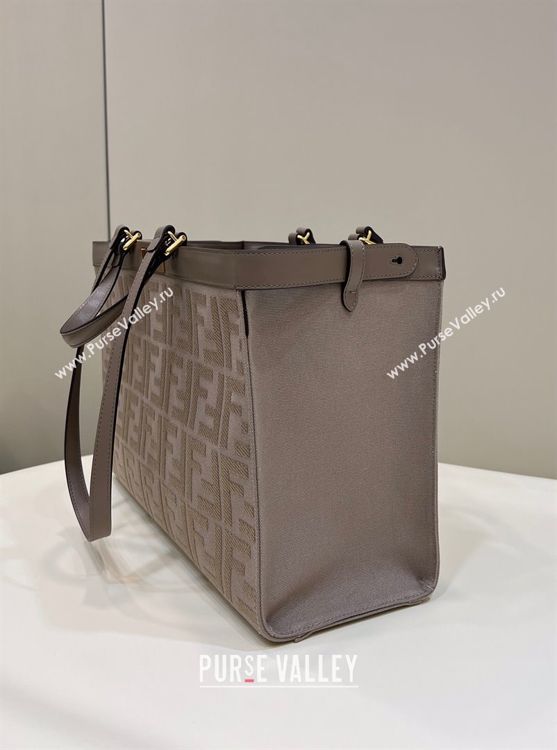 Fendi Medium X-Tote Bag in Canvas FF 8265A Coffee/Grey 2024 Top (CL-240523137)