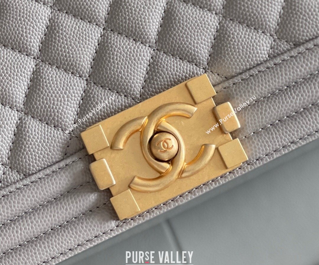 Chanel Original Grained Calfskin Medium Boy Flap Bag Gold/Grey 2023 Top Quality (MHE-23102515)