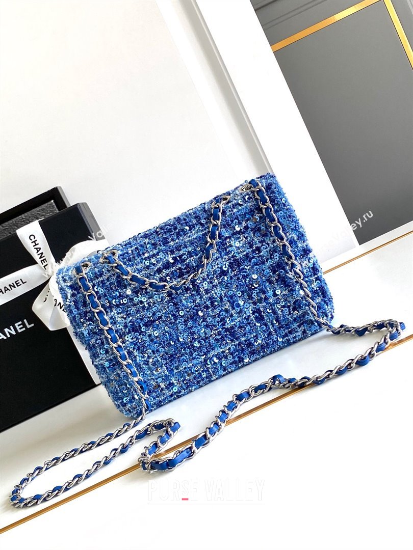 Chanel Sequins Tweed Mini Flap Bag Blue 2024 (JY-24071812)