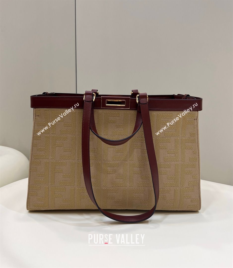 Fendi Medium X-Tote Bag in Apricot Canvas FF 8265A 2024 Top (CL-240523139)