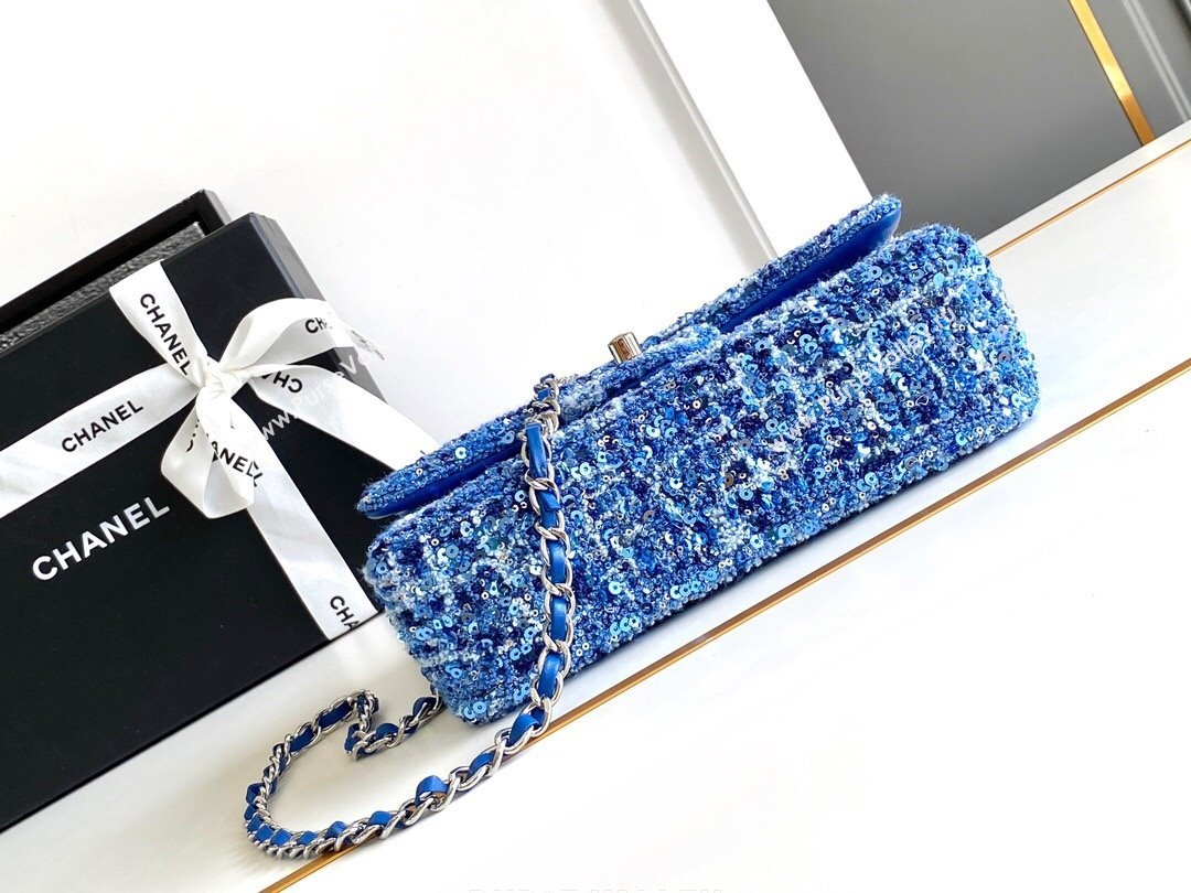 Chanel Sequins Tweed Mini Flap Bag Blue 2024 (JY-24071812)