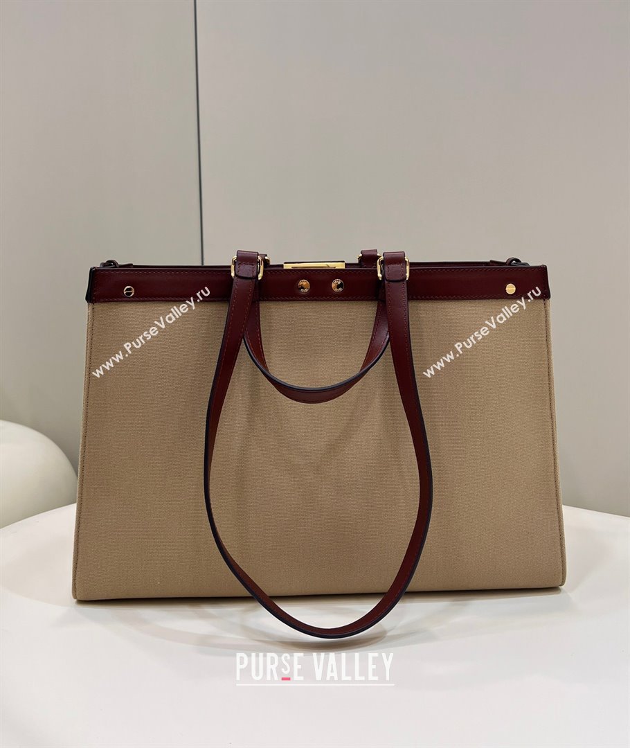 Fendi Medium X-Tote Bag in Apricot Canvas FF 8265A 2024 Top (CL-240523139)