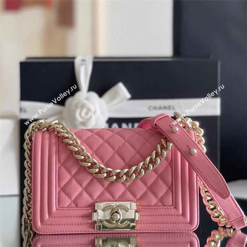 Chanel Original Grained Calfskin Small Boy Flap Bag Light Gold/Peach Pink 2023 Top Quality (MHE-23102516)