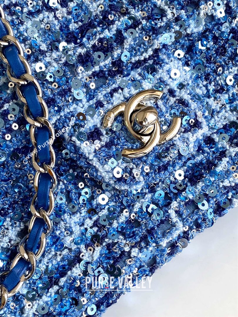 Chanel Sequins Tweed Mini Flap Bag Blue 2024 (JY-24071812)