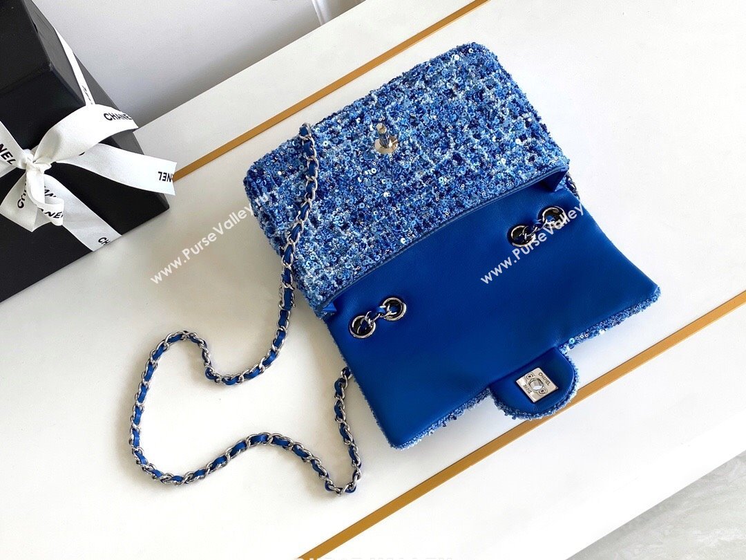 Chanel Sequins Tweed Mini Flap Bag Blue 2024 (JY-24071812)